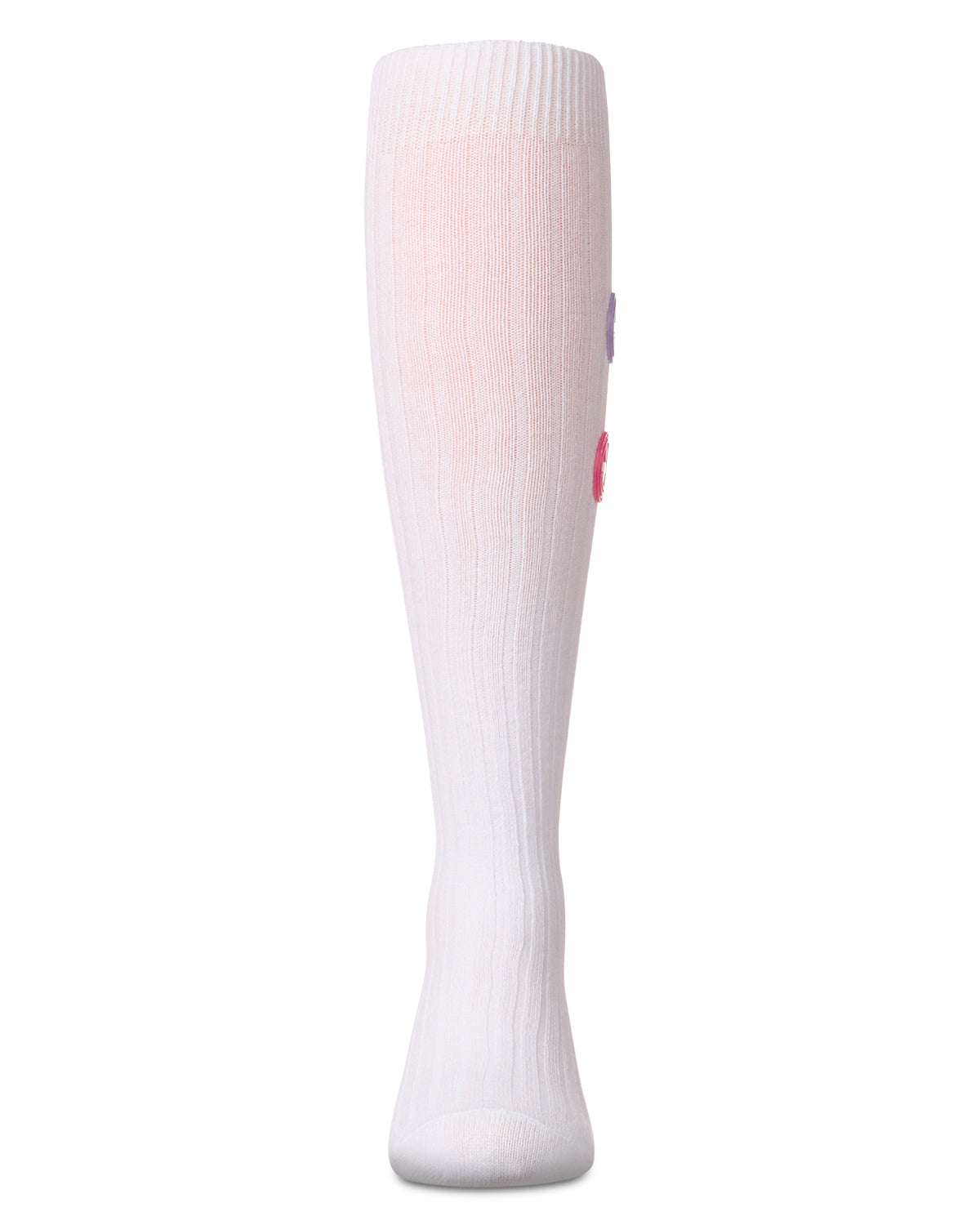 Girls "Rubber Smiley Face" Cotton Rich Knee Sock : Color: Winter White