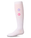 Girls "Rubber Smiley Face" Cotton Rich Knee Sock : Color: White