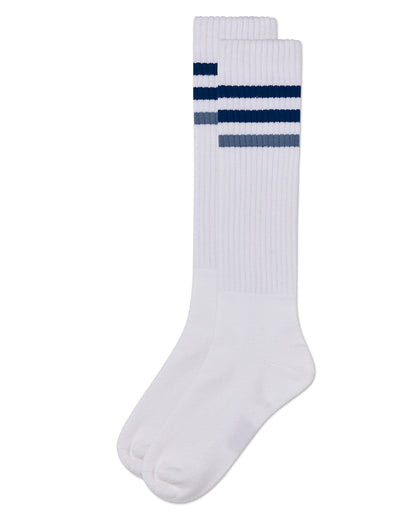 Girls' TwoTone Varsity Stripe Knee High Socks : Color: Blue