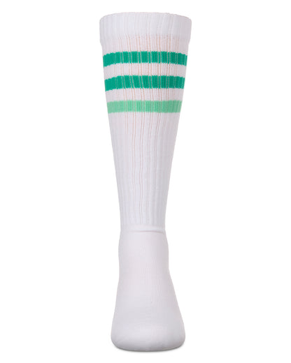 Girls' TwoTone Varsity Stripe Knee High Socks : Color: Green