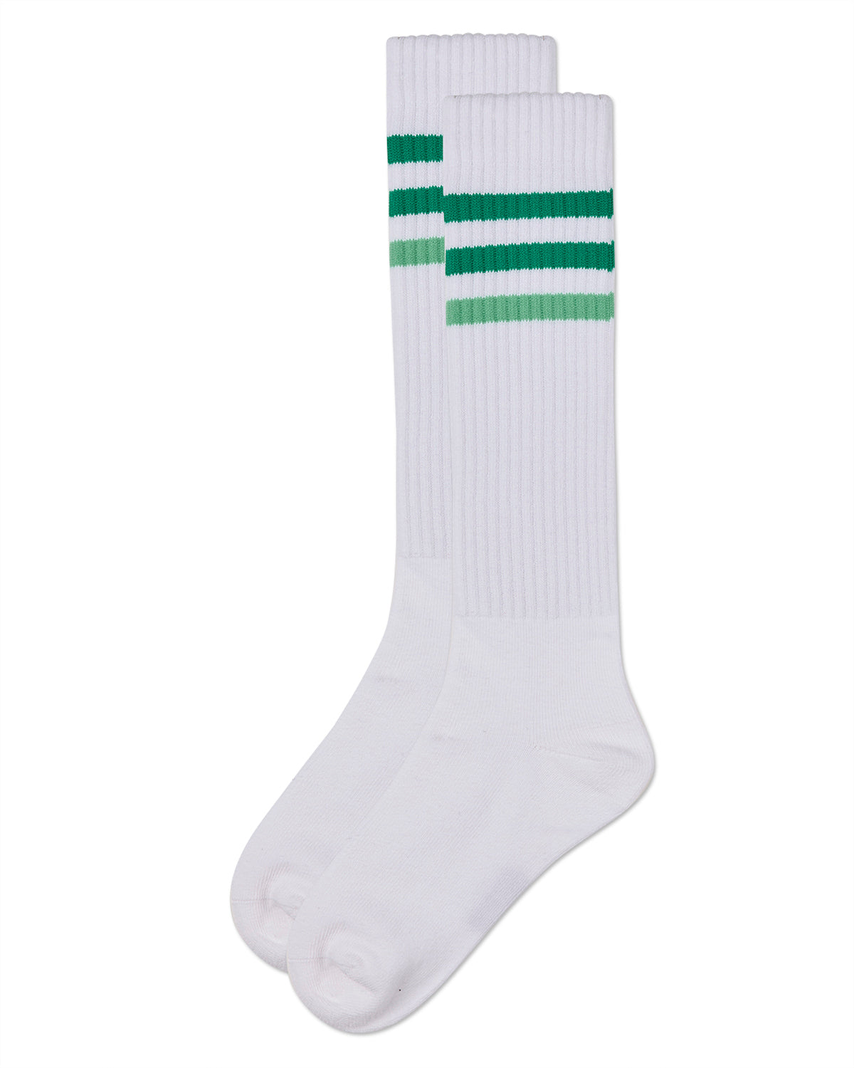 Girls' TwoTone Varsity Stripe Knee High Socks : Color: Green