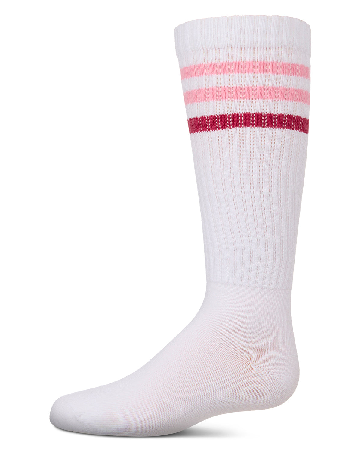 Girls' TwoTone Varsity Stripe Knee High Socks : Color: Pink