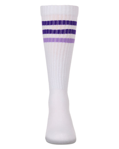 Girls' TwoTone Varsity Stripe Knee High Socks : Color: Purple