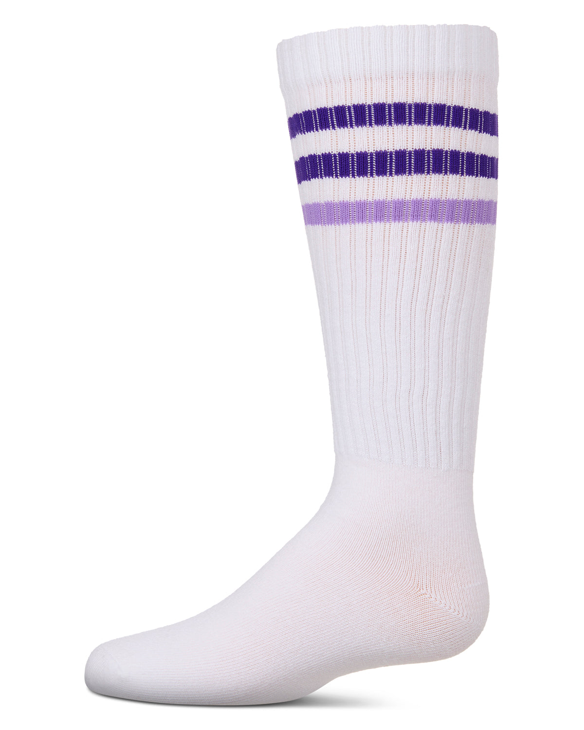 Girls' TwoTone Varsity Stripe Knee High Socks : Color: Purple