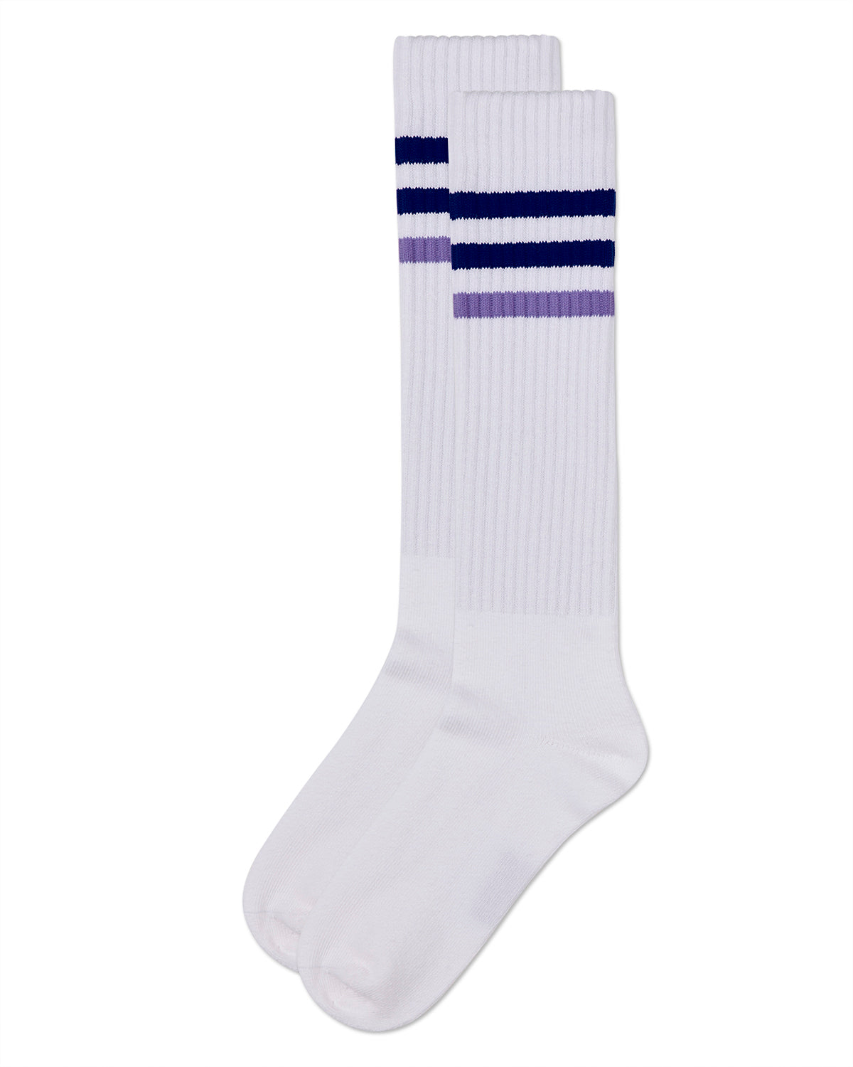 Girls' TwoTone Varsity Stripe Knee High Socks : Color: Purple