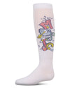 Girls Ribbed Cotton Blend "Graffiti Music" Knee Sock : Color: White