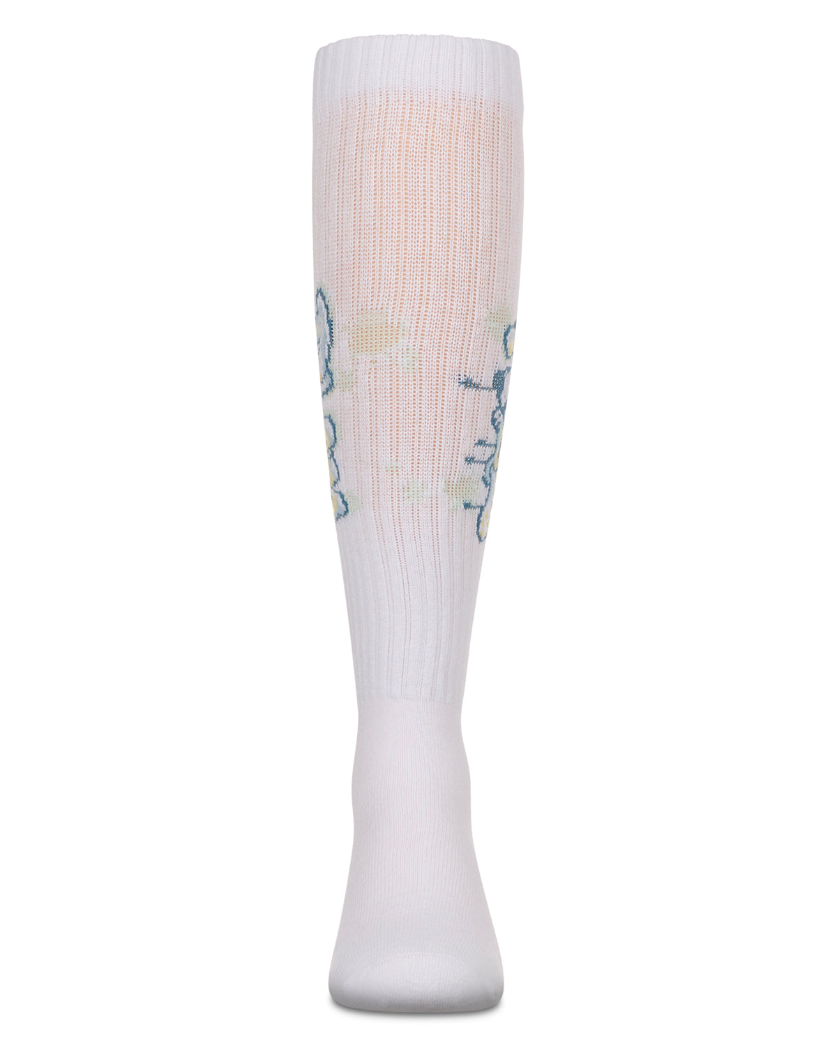 Girls Ribbed Stretch Cotton "Graffiti Play" Knee Sock : Color: White