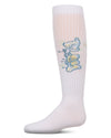Girls Ribbed Stretch Cotton "Graffiti Play" Knee Sock : Color: White