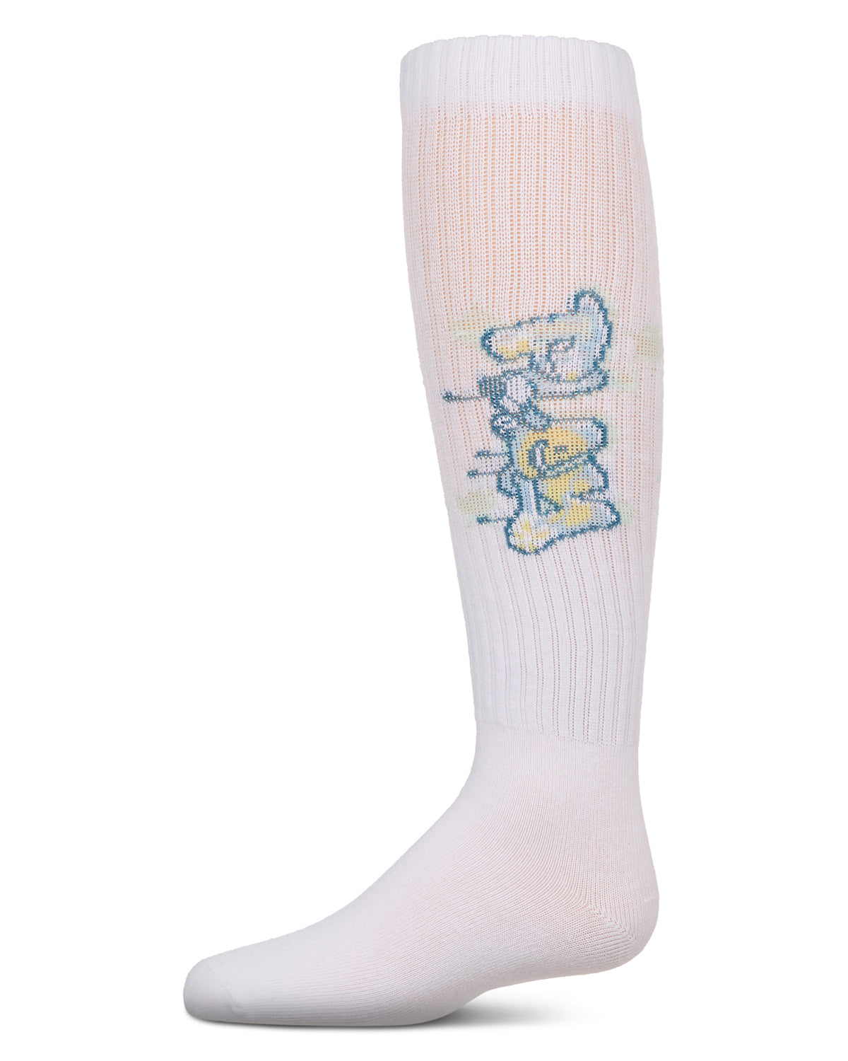 Girls Ribbed Stretch Cotton "Graffiti Play" Knee Sock : Color: White
