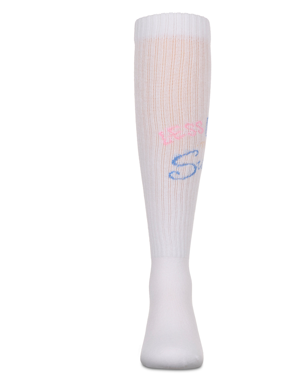 Girls Soft Stretch Cotton Ribbed "More Summer" Knee Socks : Color: White
