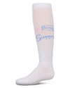 Girls Soft Stretch Cotton Ribbed "More Summer" Knee Socks : Color: White