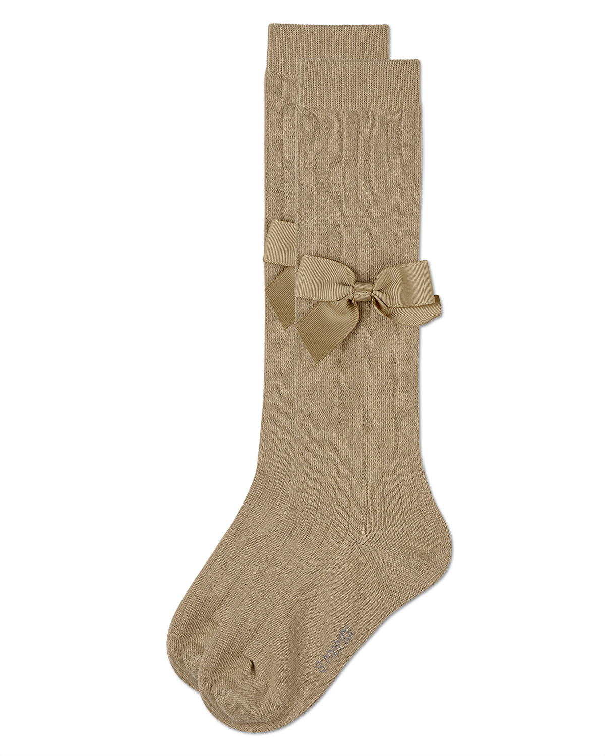 Girls Ribbed Stretch Cotton Bow Trim Knee Sock : Color: Black