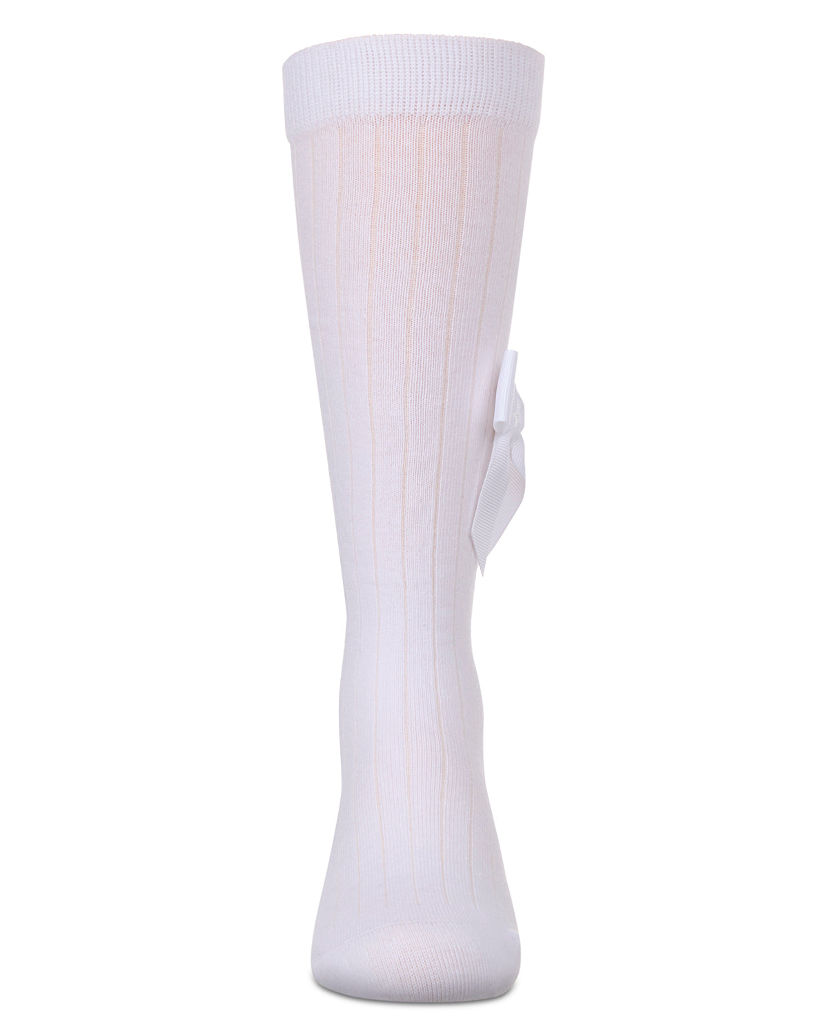 Girls Ribbed Stretch Cotton Bow Trim Knee Sock : Color: Black