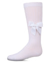 Girls Ribbed Stretch Cotton Bow Trim Knee Sock : Color: Winter White