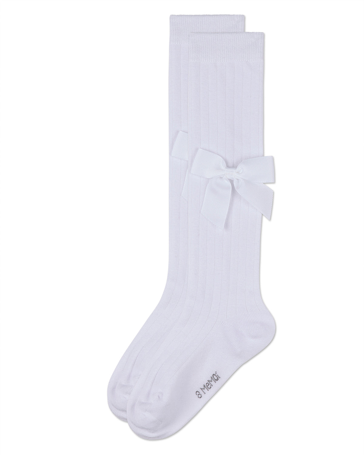 Girls Ribbed Stretch Cotton Bow Trim Knee Sock : Color: Black