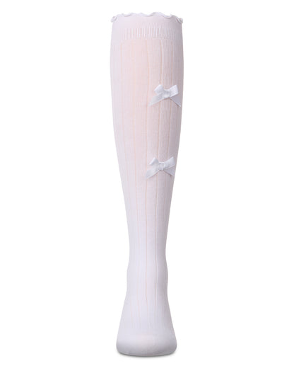 Girls' All Over Bow Knee High Socks : Color: White