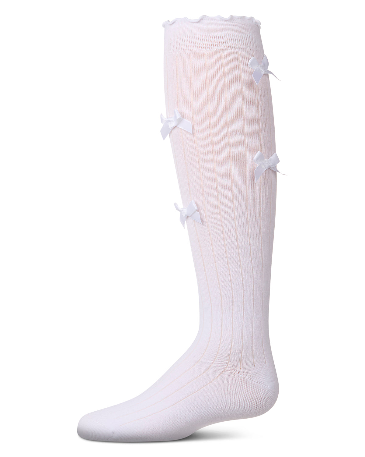 Girls' All Over Bow Knee High Socks : Color: White