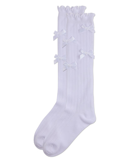 Girls' All Over Bow Knee High Socks : Color: White