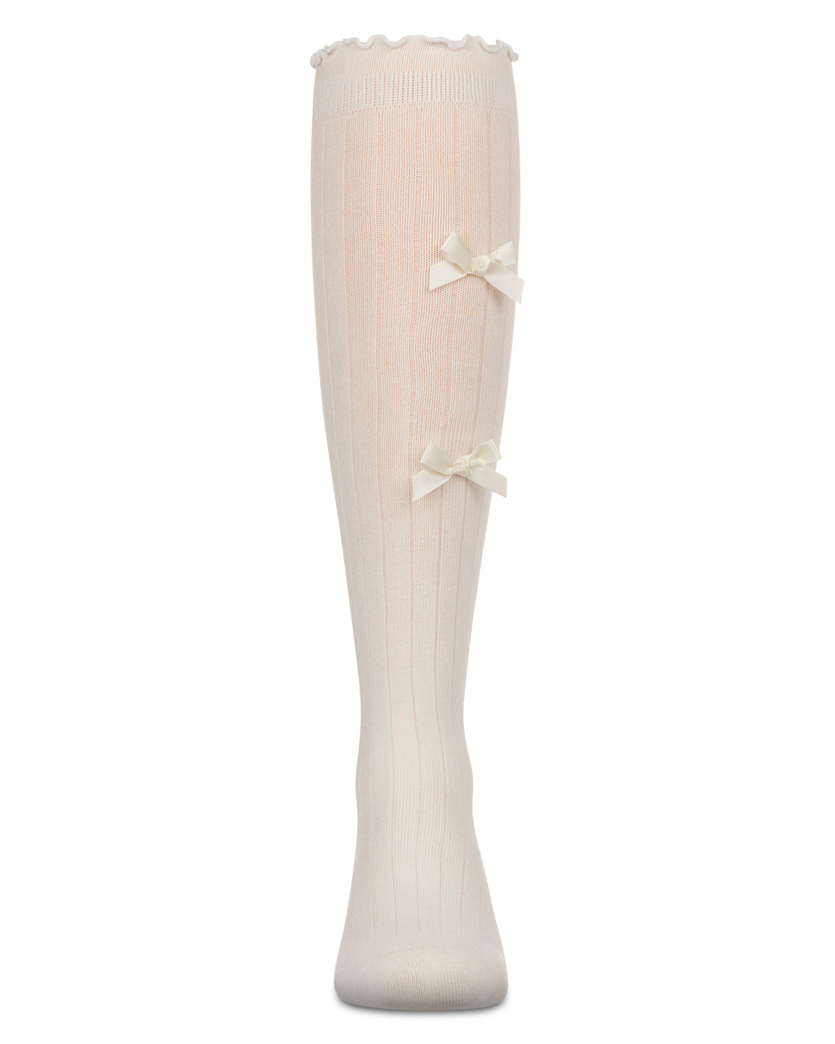 Girls' All Over Bow Knee High Socks : Color: White