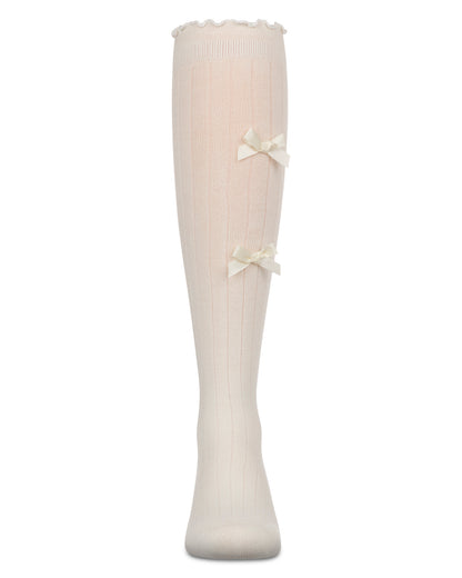Girls' All Over Bow Knee High Socks : Color: White