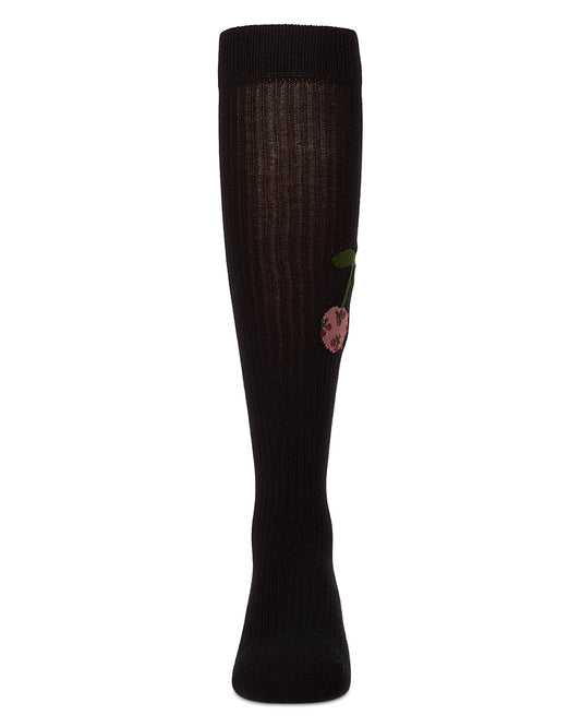 Ribbed Cherry Knee High : Color: Black