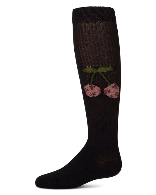 Ribbed Cherry Knee High : Color: Black