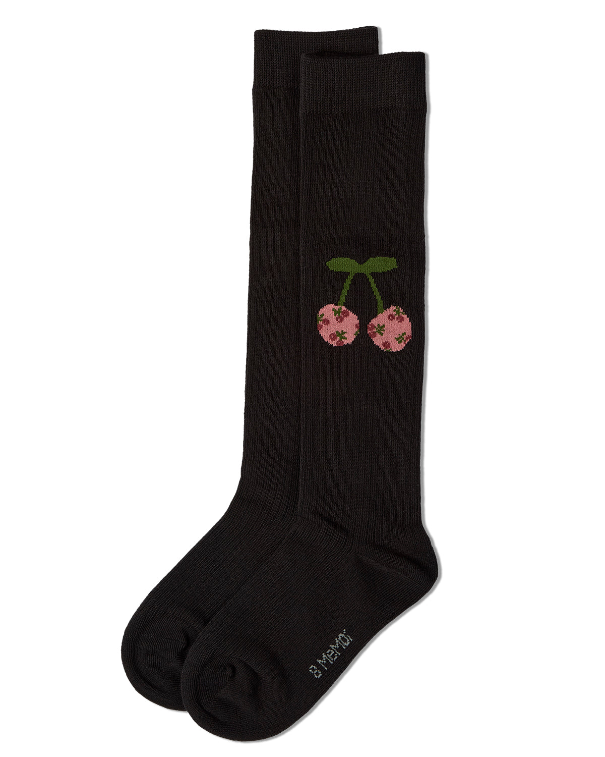 Ribbed Cherry Knee High : Color: Black