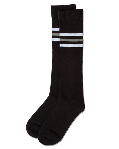 Girls Triple-Stripe Cotton-Rich Fine-Gauge Varsity Knee High Sock