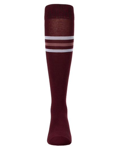 Girls Triple-Stripe Cotton-Rich Fine-Gauge Varsity Knee High Sock