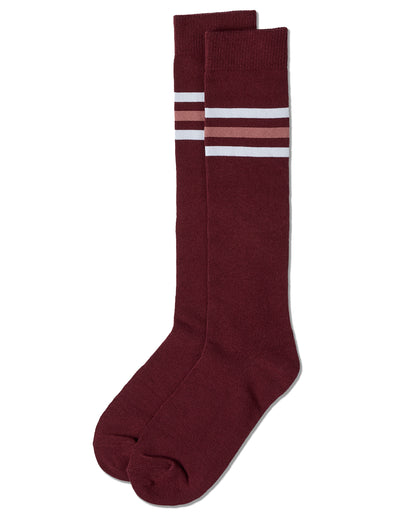 Girls Triple-Stripe Cotton-Rich Fine-Gauge Varsity Knee High Sock