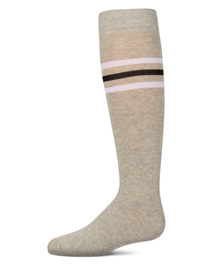Girls Triple-Stripe Cotton-Rich Fine-Gauge Varsity Knee High Sock