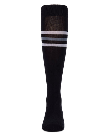 Girls Triple-Stripe Cotton-Rich Fine-Gauge Varsity Knee High Sock