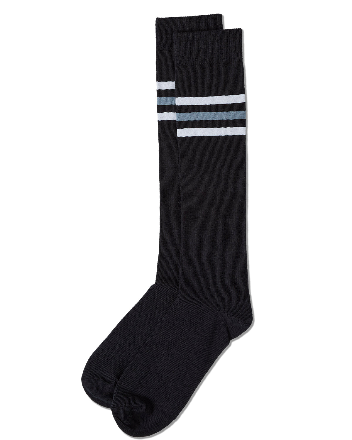 Girls Triple-Stripe Cotton-Rich Fine-Gauge Varsity Knee High Sock