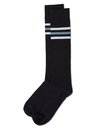 Girls Triple-Stripe Cotton-Rich Fine-Gauge Varsity Knee High Sock