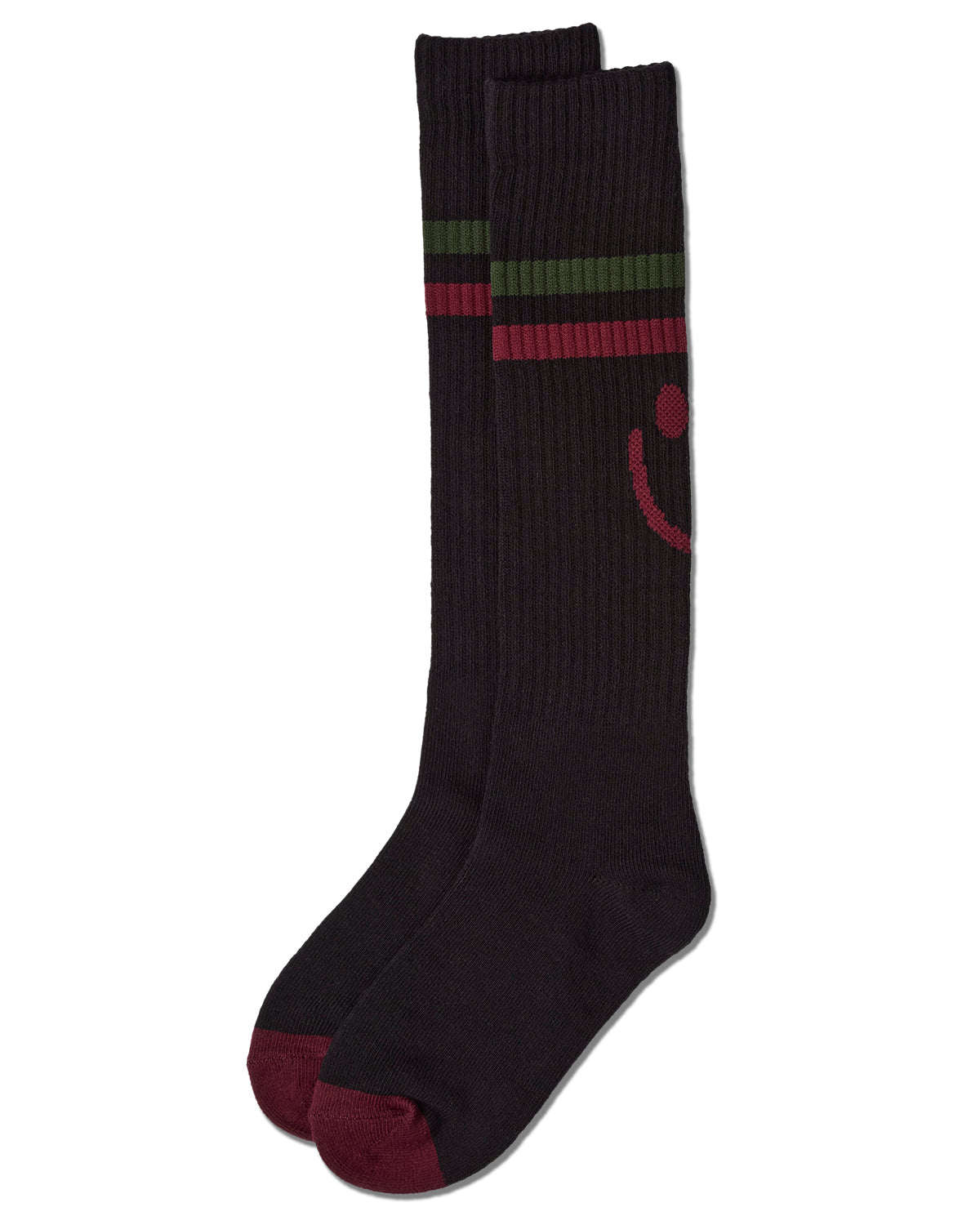 Girls Ribbed Cotton-Blend "Smile Stripe" Knee High Sock
