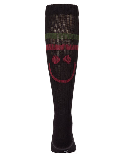 Girls Ribbed Cotton-Blend "Smile Stripe" Knee High Sock