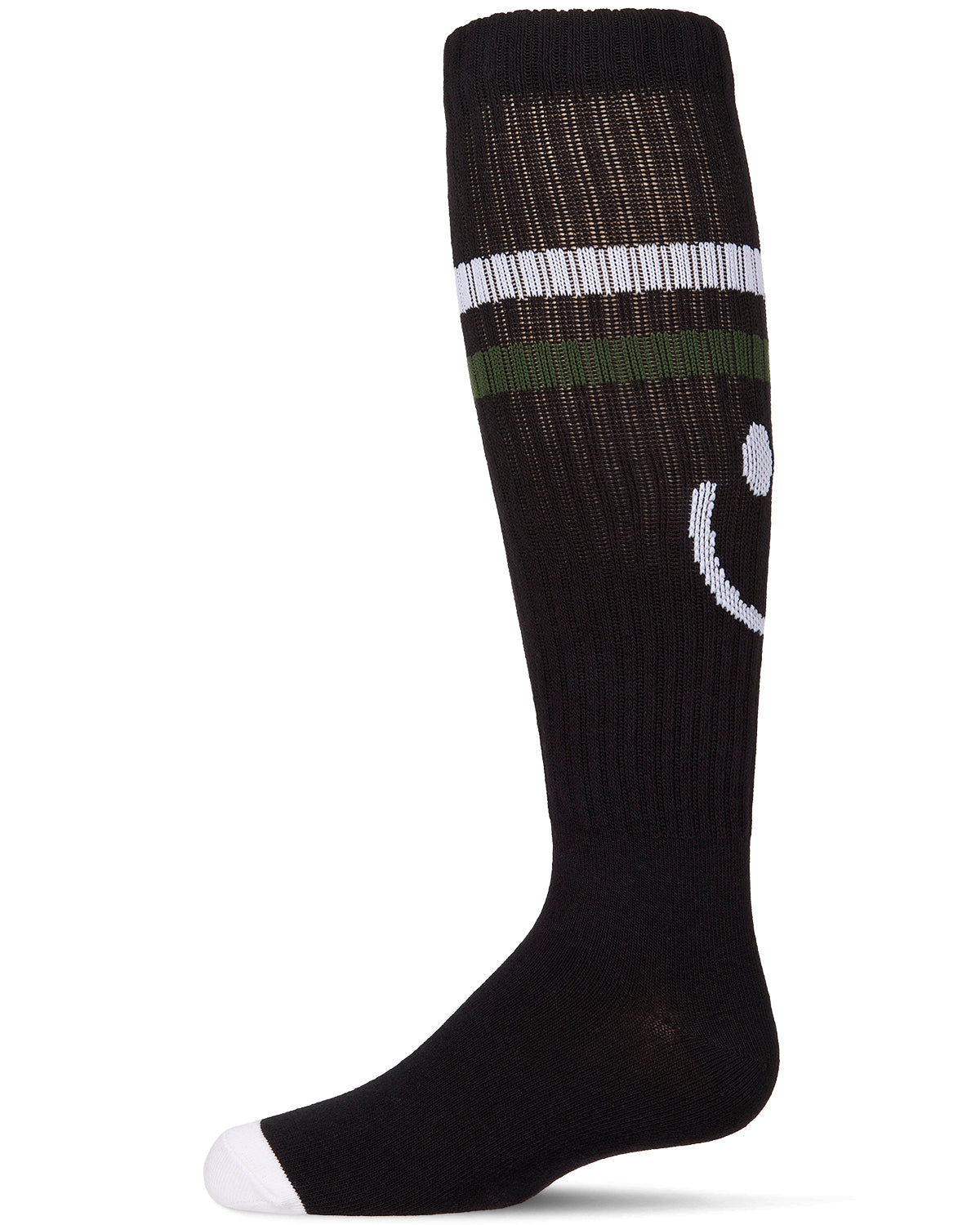 Girls Ribbed Cotton-Blend "Smile Stripe" Knee High Sock