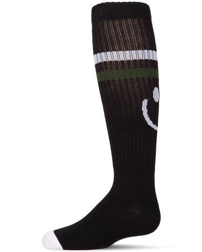 Girls Ribbed Cotton-Blend "Smile Stripe" Knee High Sock