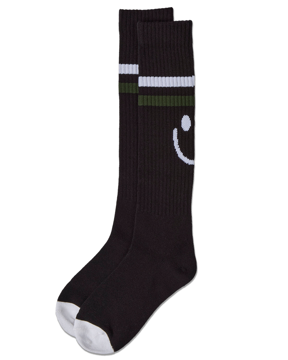 Girls Ribbed Cotton-Blend "Smile Stripe" Knee High Sock