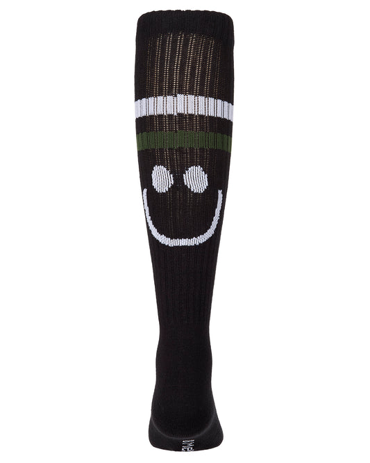 Girls Ribbed Cotton-Blend "Smile Stripe" Knee High Sock