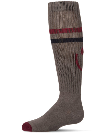 Girls Ribbed Cotton-Blend "Smile Stripe" Knee High Sock