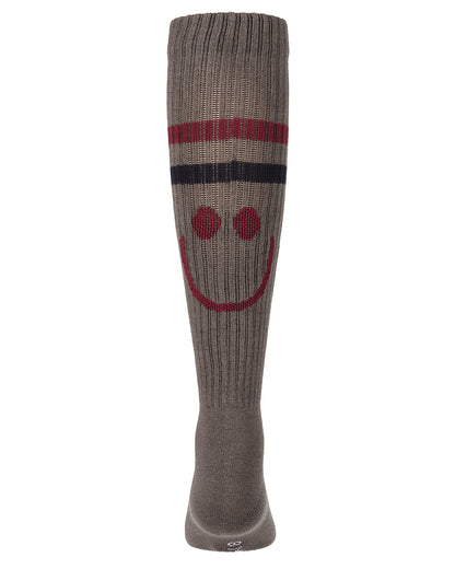 Girls Ribbed Cotton-Blend "Smile Stripe" Knee High Sock