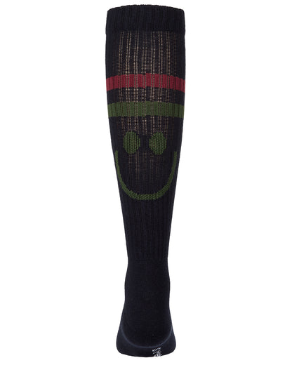 Girls Ribbed Cotton-Blend "Smile Stripe" Knee High Sock