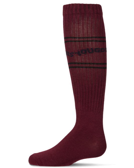 Girls "You Got This" Ribbed Cotton-Blend Varsity-Stripe Knee High Sock