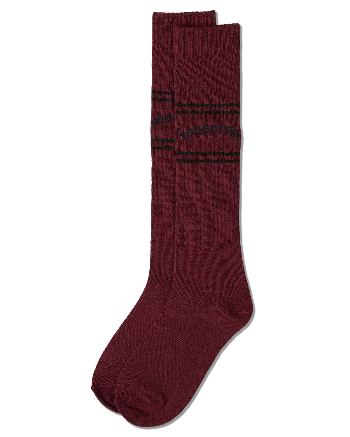 Girls "You Got This" Ribbed Cotton-Blend Varsity-Stripe Knee High Sock