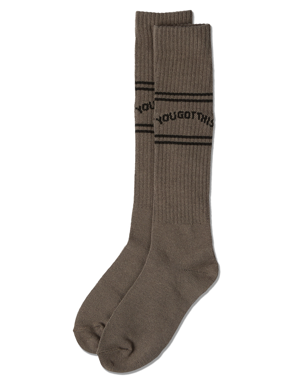 Girls "You Got This" Ribbed Cotton-Blend Varsity-Stripe Knee High Sock