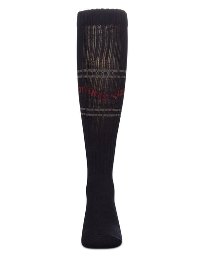 Girls "You Got This" Ribbed Cotton-Blend Varsity-Stripe Knee High Sock