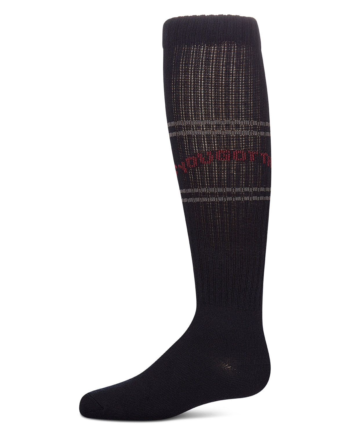 Girls "You Got This" Ribbed Cotton-Blend Varsity-Stripe Knee High Sock