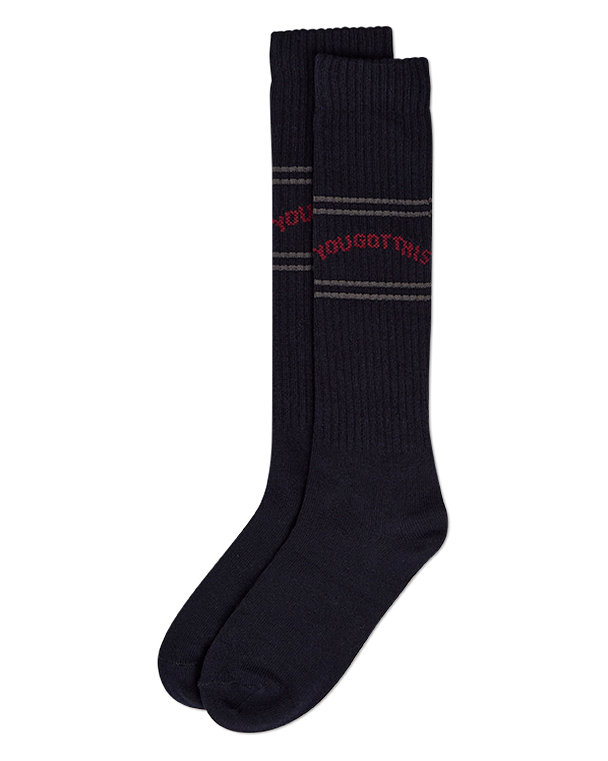 Girls "You Got This" Ribbed Cotton-Blend Varsity-Stripe Knee High Sock