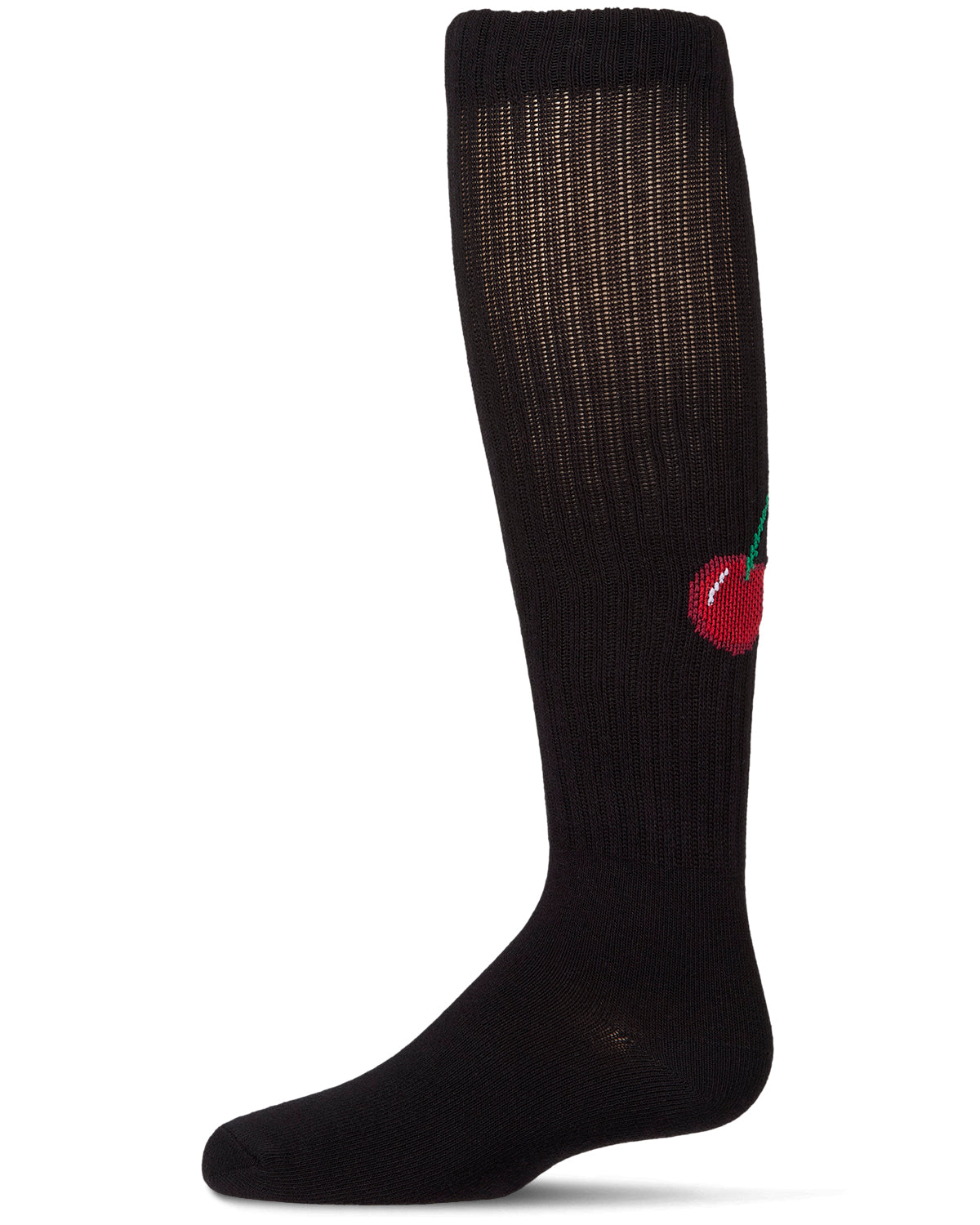 Girls Ribbed Cotton-Blend "Back Cherry" Knee High Sock